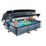EXIT Stone Pool 300x200x65cm mit Filterpumpe und Abdeckung und Sonnensegel - grau