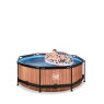 EXIT Wood Pool ø244x76cm mit Filterpumpe - braun