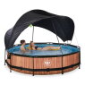 EXIT Wood Pool ø360x76cm mit Filterpump und Sonnensegel - braun