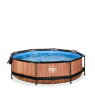 EXIT Wood Pool ø300x76cm mit Filterpumpe und Abdeckung - braun