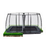 EXIT InTerra ebenerdiges Trampolin 214x366cm mit Sicherheitsnetz - grau