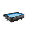 EXIT Black Wood Pool 220x150x65cm mit Filterpumpe und Abdeckung und Sonnensegel - schwarz