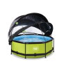 EXIT Lime Pool ø244x76cm mit Filterpumpe und Abdeckung und Sonnensegel - grün