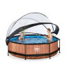 EXIT Wood Pool ø300x76cm mit Filterpumpe und Abdeckung - braun