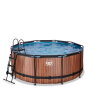 EXIT Wood Pool ø360x122cm mit Filterpumpe - braun